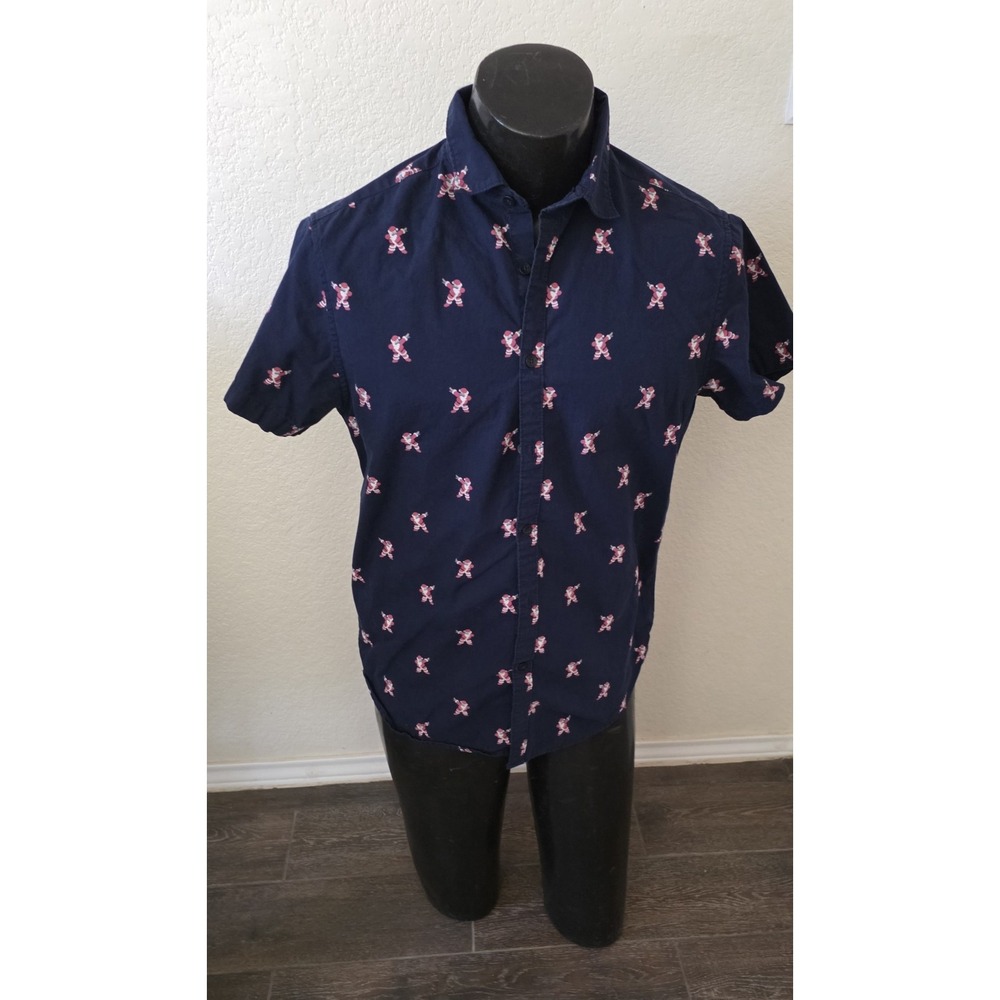 Holiday X Mas Denim & Flower Mens MedReg Fit Shirt Dabbing SANTA Christmas